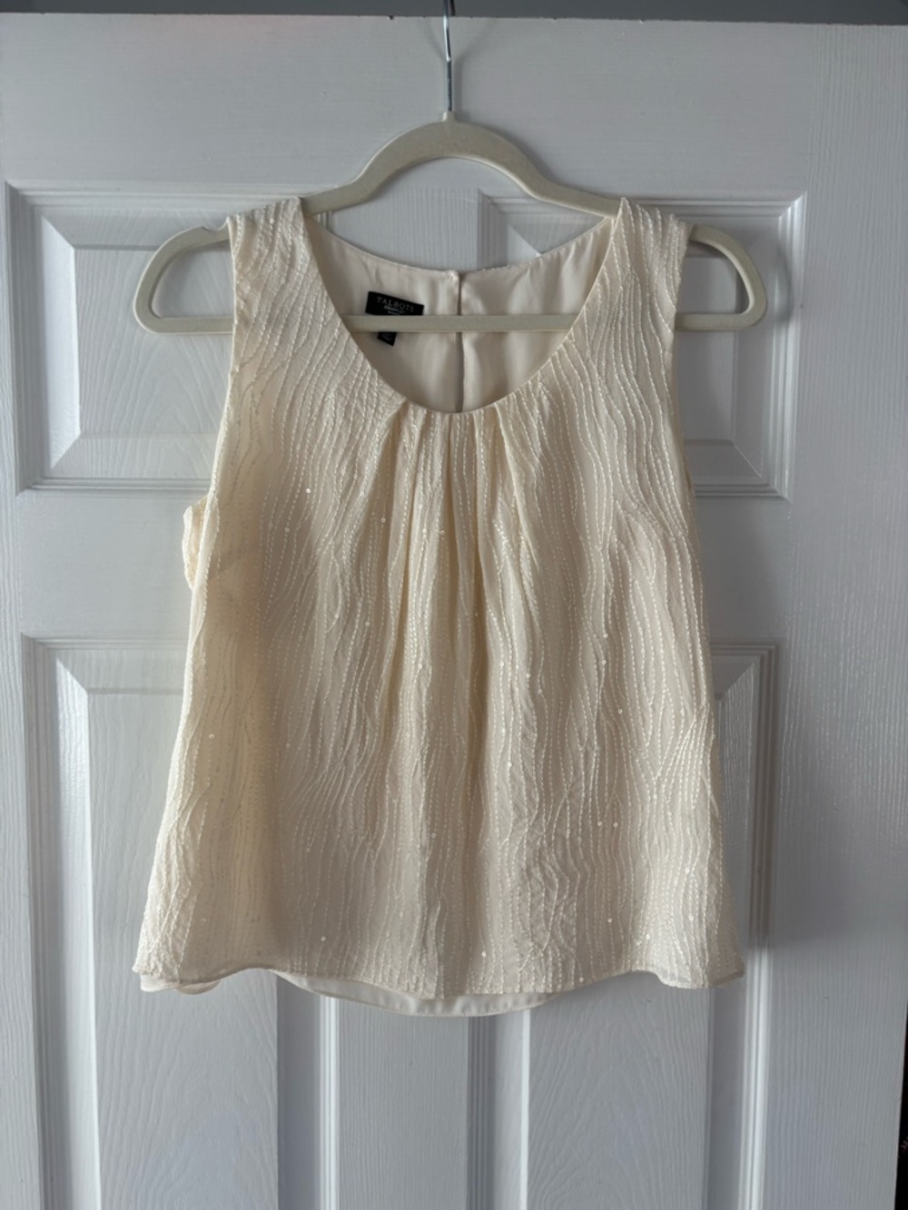 Silk Chiffon Beaded & Embroidered Sleeve Tank Top